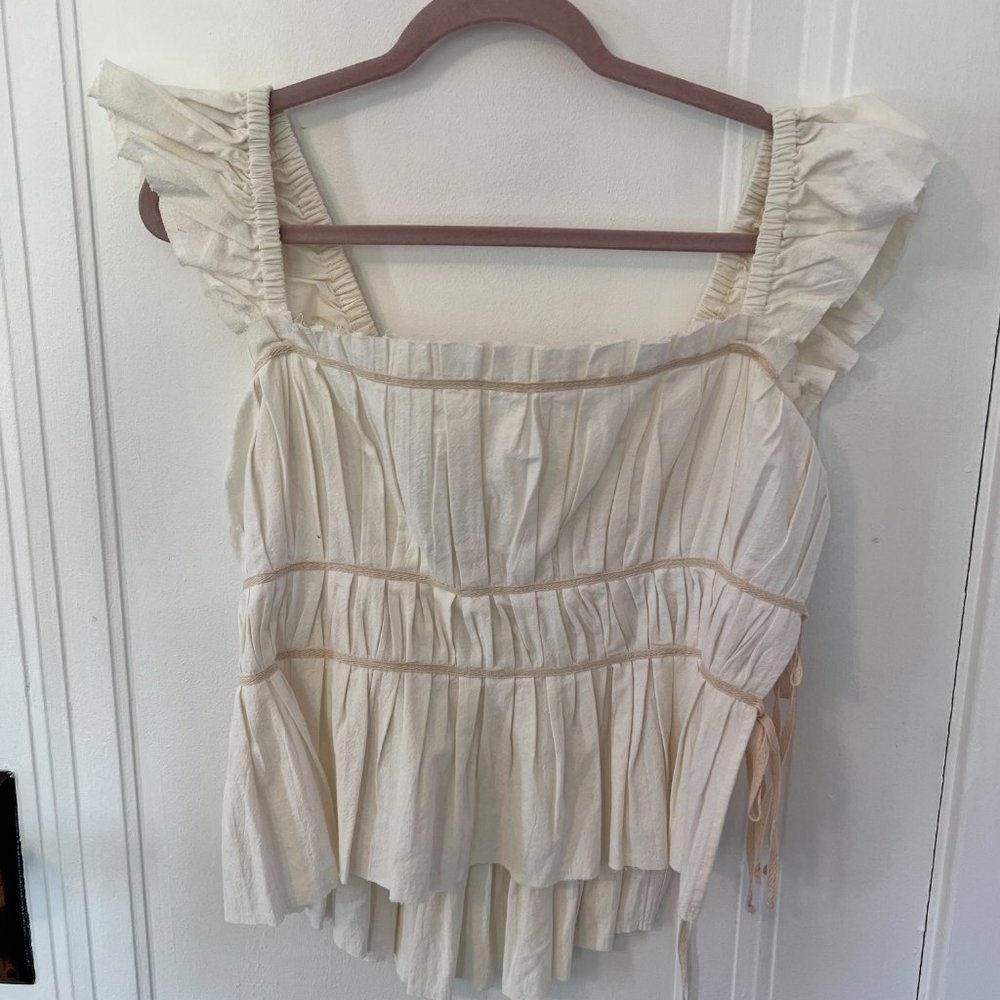 White Top With Flutter Sleeves From Anthropologie… - image 1